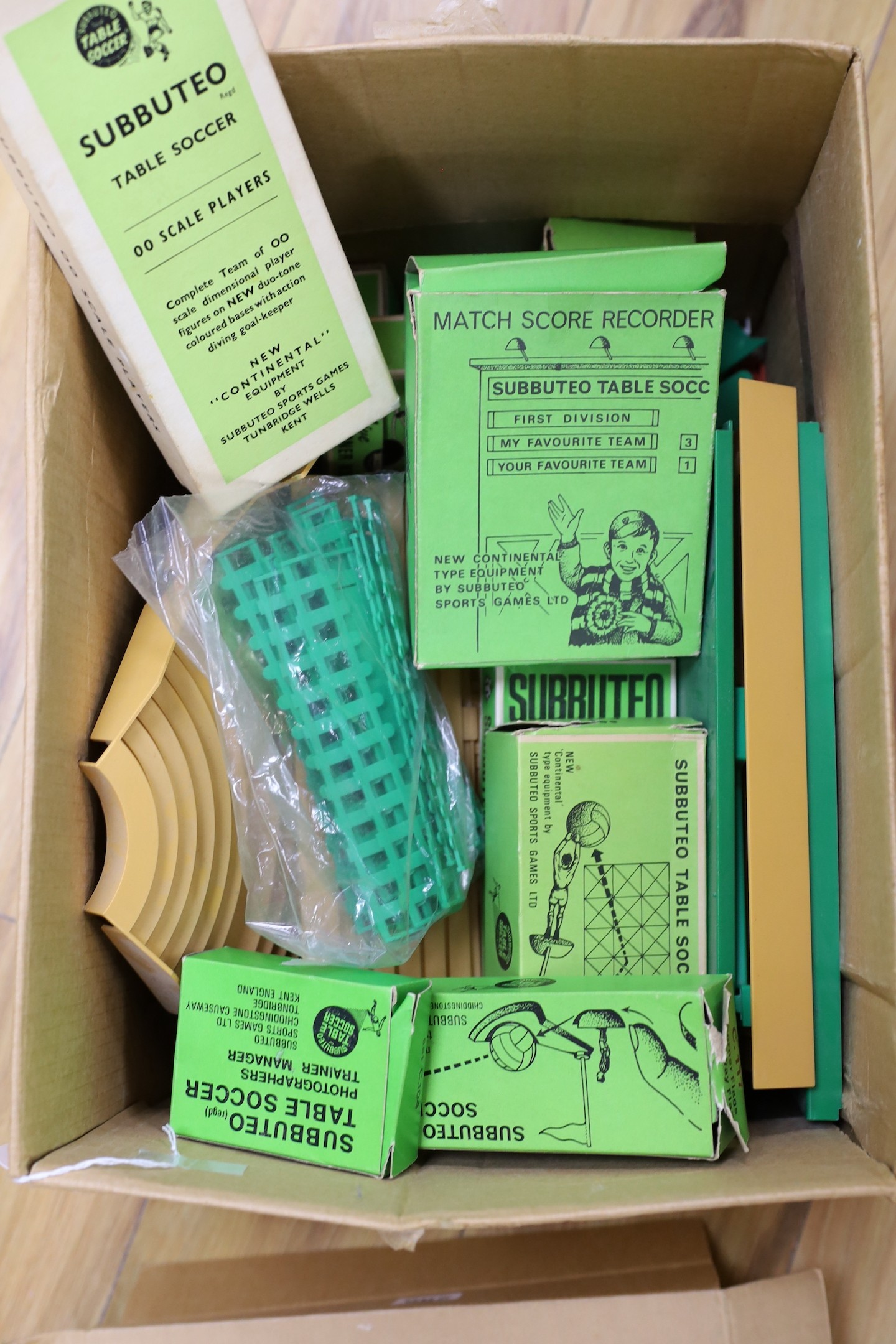 A collection of Subbuteo table football wares, most teams incomplete